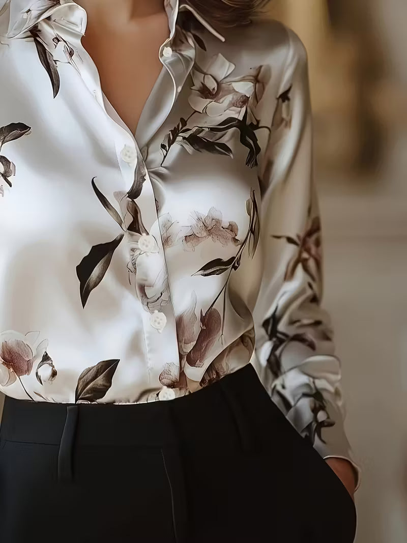 Brittney - Blusa de Manga Larga con Estampado Floral