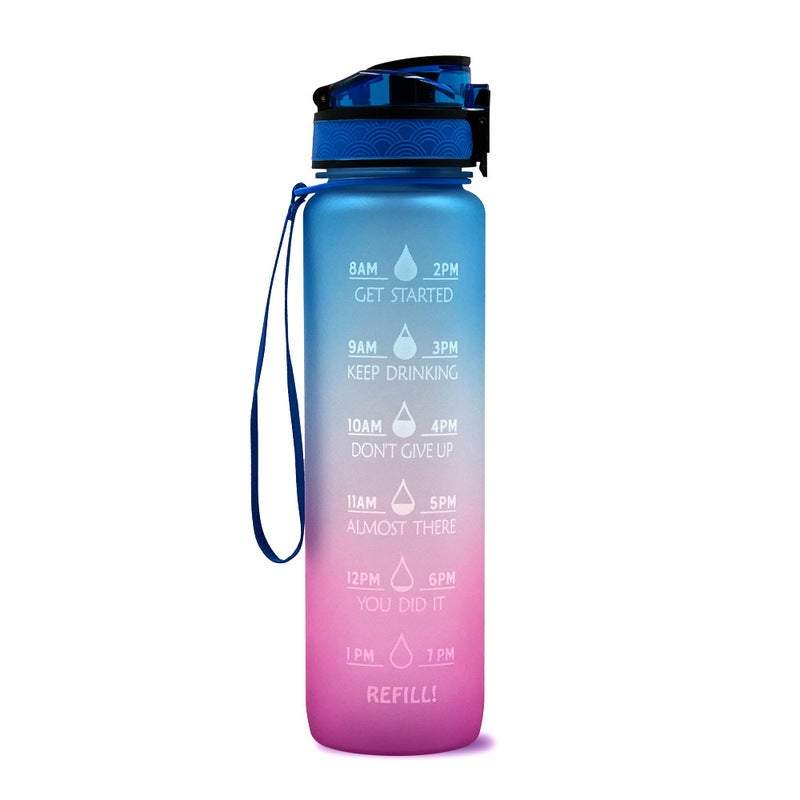 1L Leakproof Drinking Water Bottle Outdoor Bpa Free With Time Marker Sport