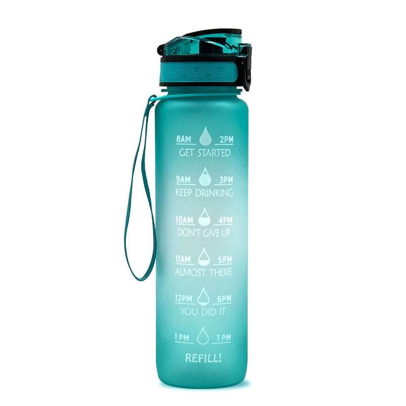 1L Leakproof Drinking Water Bottle Outdoor Bpa Free With Time Marker Sport