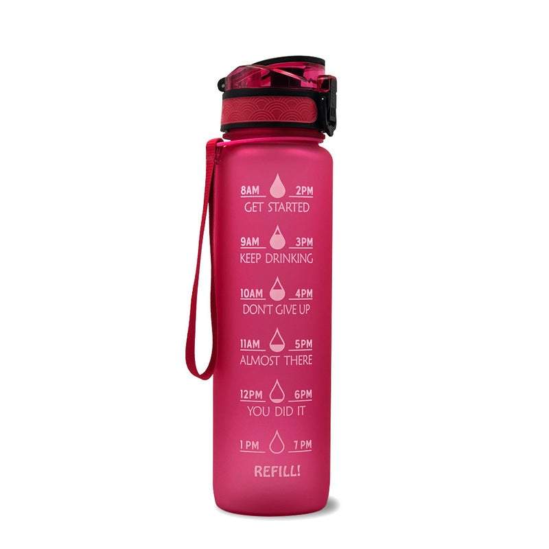 1L Leakproof Drinking Water Bottle Outdoor Bpa Free With Time Marker Sport