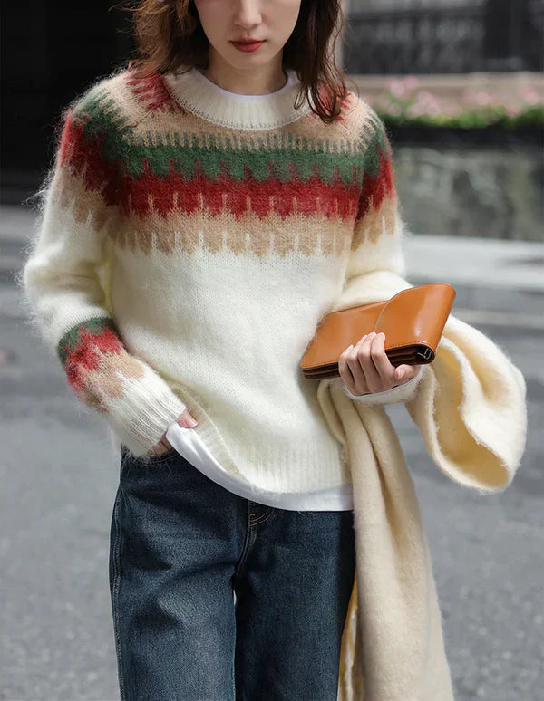 Jersey de Punto con Motivo Navideño en Rojo para Mujer | Ideal para Celebraciones de Invierno