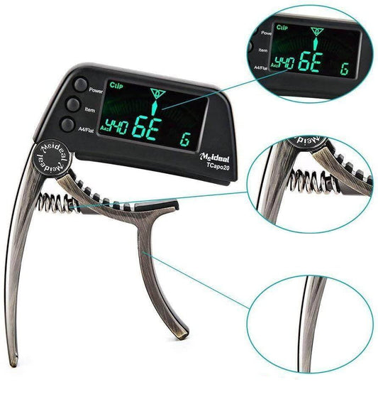 2-in-1 Guitar Capo & Tuner – TuneGrip-Black-The Livary