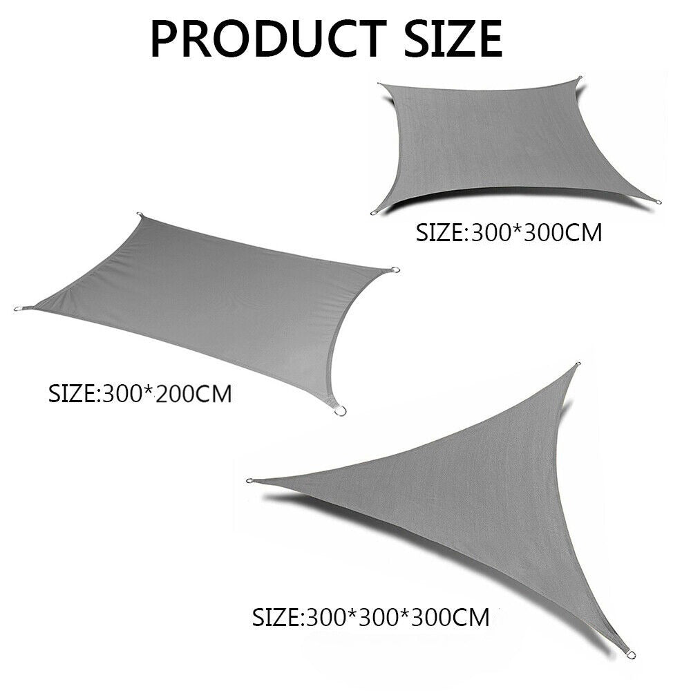 Heavy Duty Waterproof Sun Shade Sail Cloth Square Rectangle Triange Canopy Options