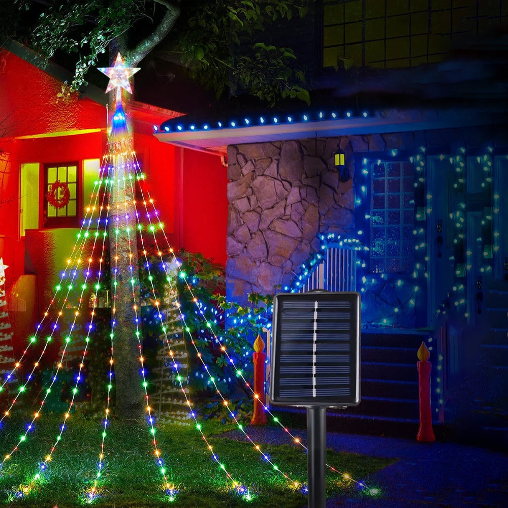Pentagram Waterproof String Light Solar Christmas Decorations 3M 2M Led Waterfall Tree Fairy Lamp