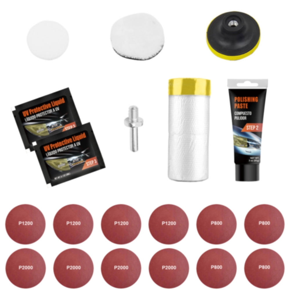 Heavy Duty Headlight Restoration Kit Car Lens Lamp Cleaning Sanding Repair Tool