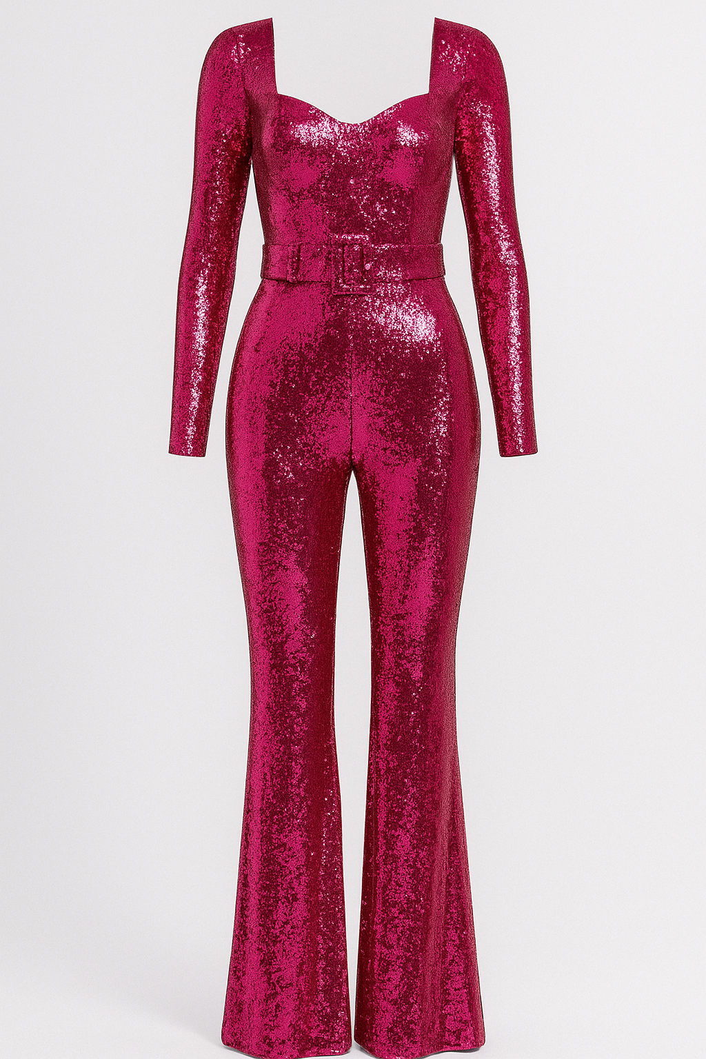 Tuta Luminosa con Paillettes e Maniche Lunghe - Rosa caldo - 12/28/2024 jumpsuit Summer/Jumpsuit - Concept Palermo