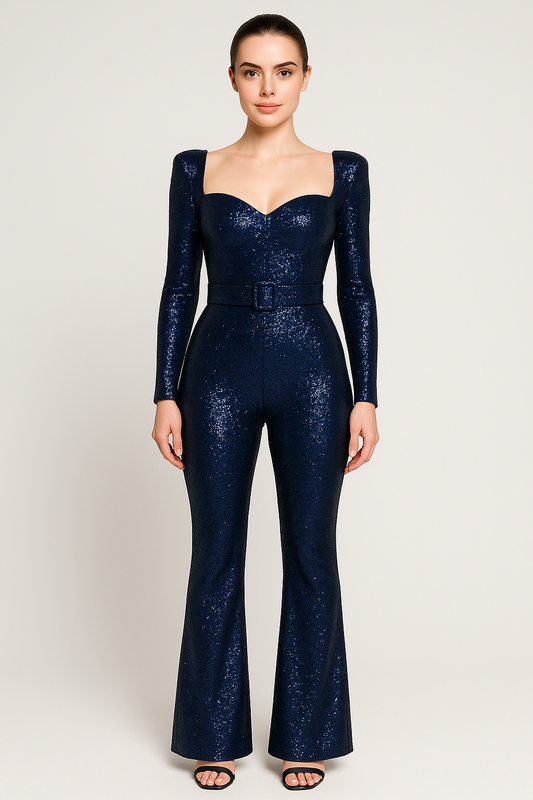Tuta Luminosa con Paillettes e Maniche Lunghe - - 12/28/2024 jumpsuit Summer/Jumpsuit - Concept Palermo