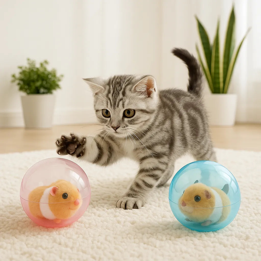 Interaktives Katzenspielzeug | Selbstfahrender Plüsch-Hamster