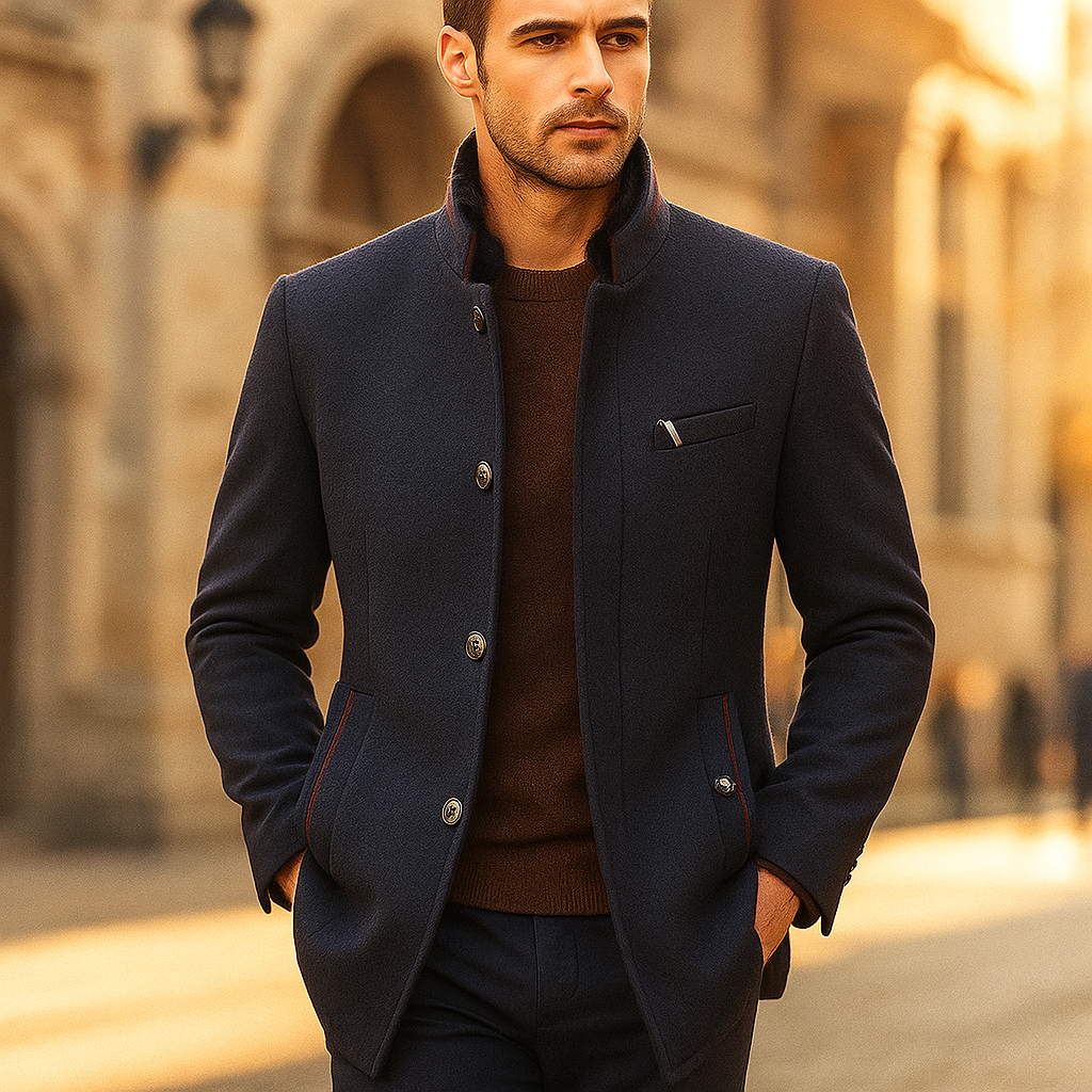 Maldini - Elegante Abrigo De Lana Con Botones Frontales