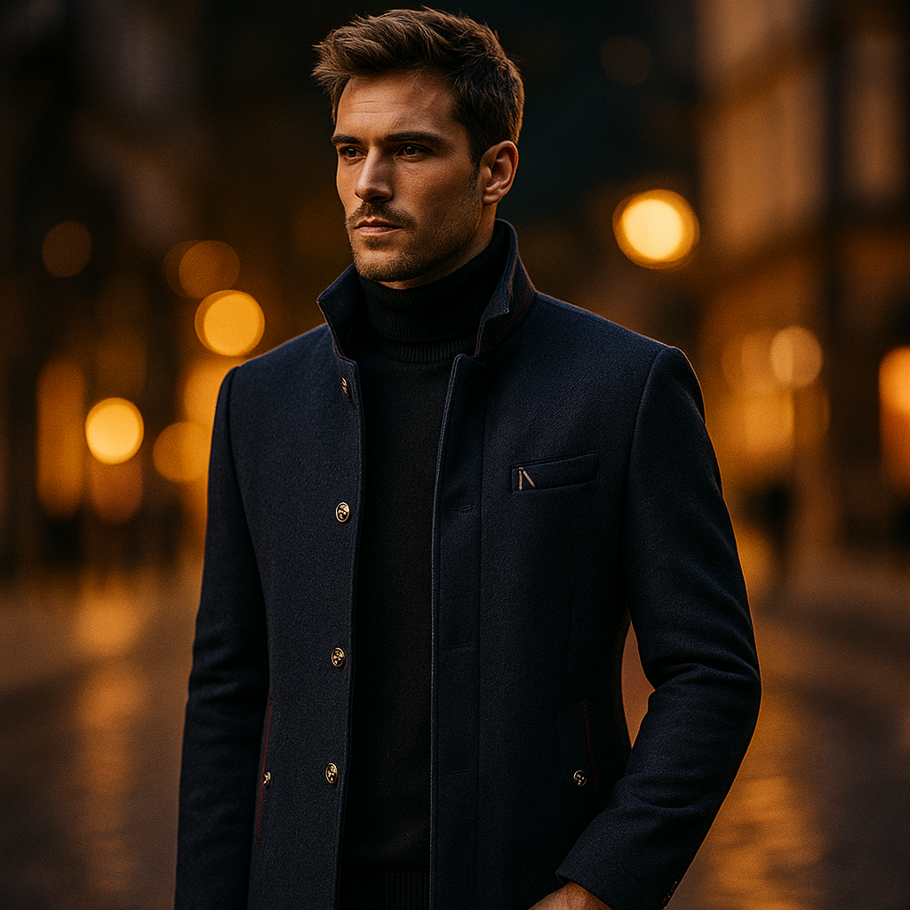 Maldini - Elegante Abrigo De Lana Con Botones Frontales