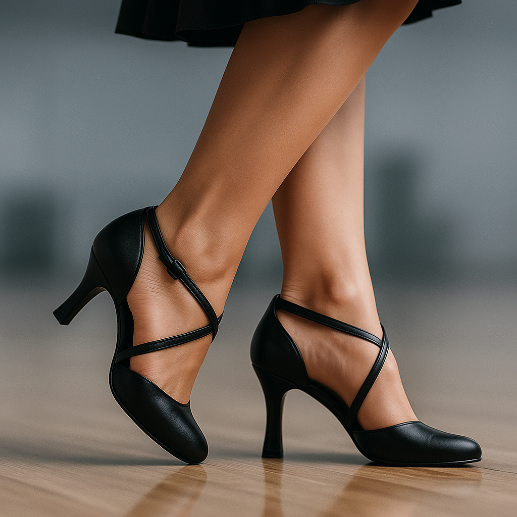Chaussures Latines et Standard en Cuir Noir – Danse de Salon Professionnelle