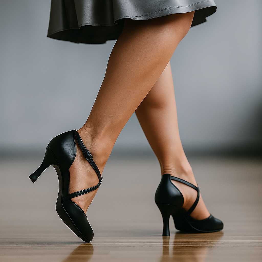 Chaussures Latines et Standard en Cuir Noir – Danse de Salon Professionnelle