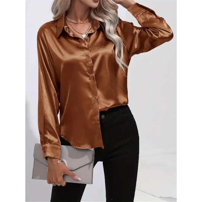 Satijnen Damesblouse met Knopen – Elegant & Tijdloos