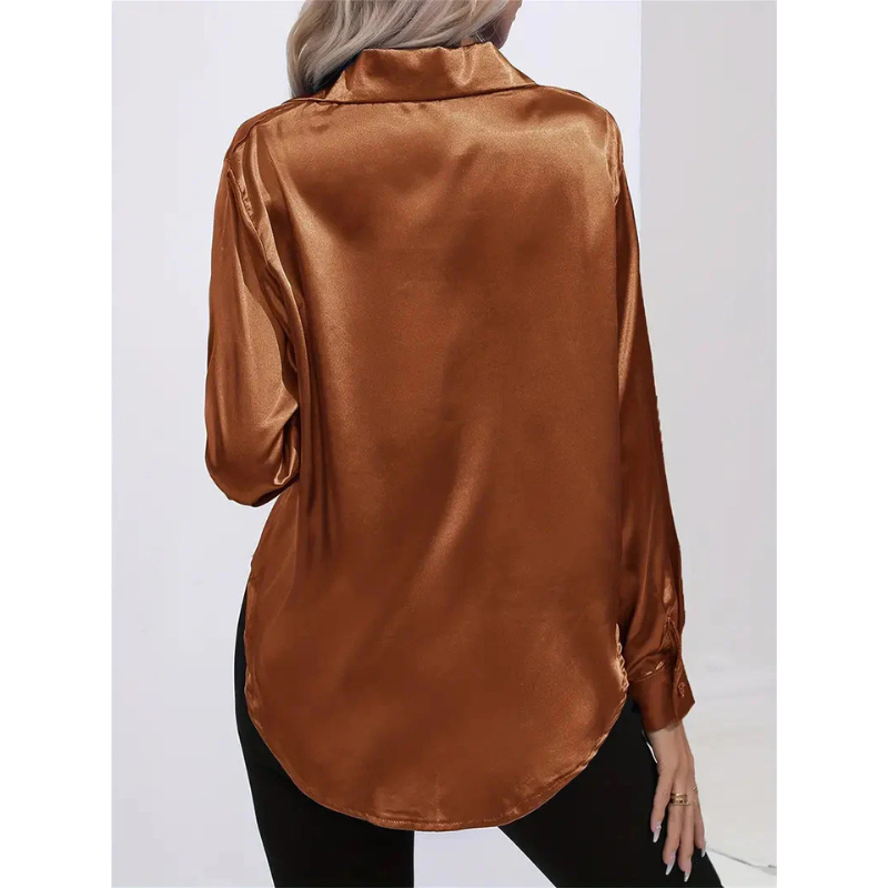 Satijnen Damesblouse met Knopen – Elegant & Tijdloos
