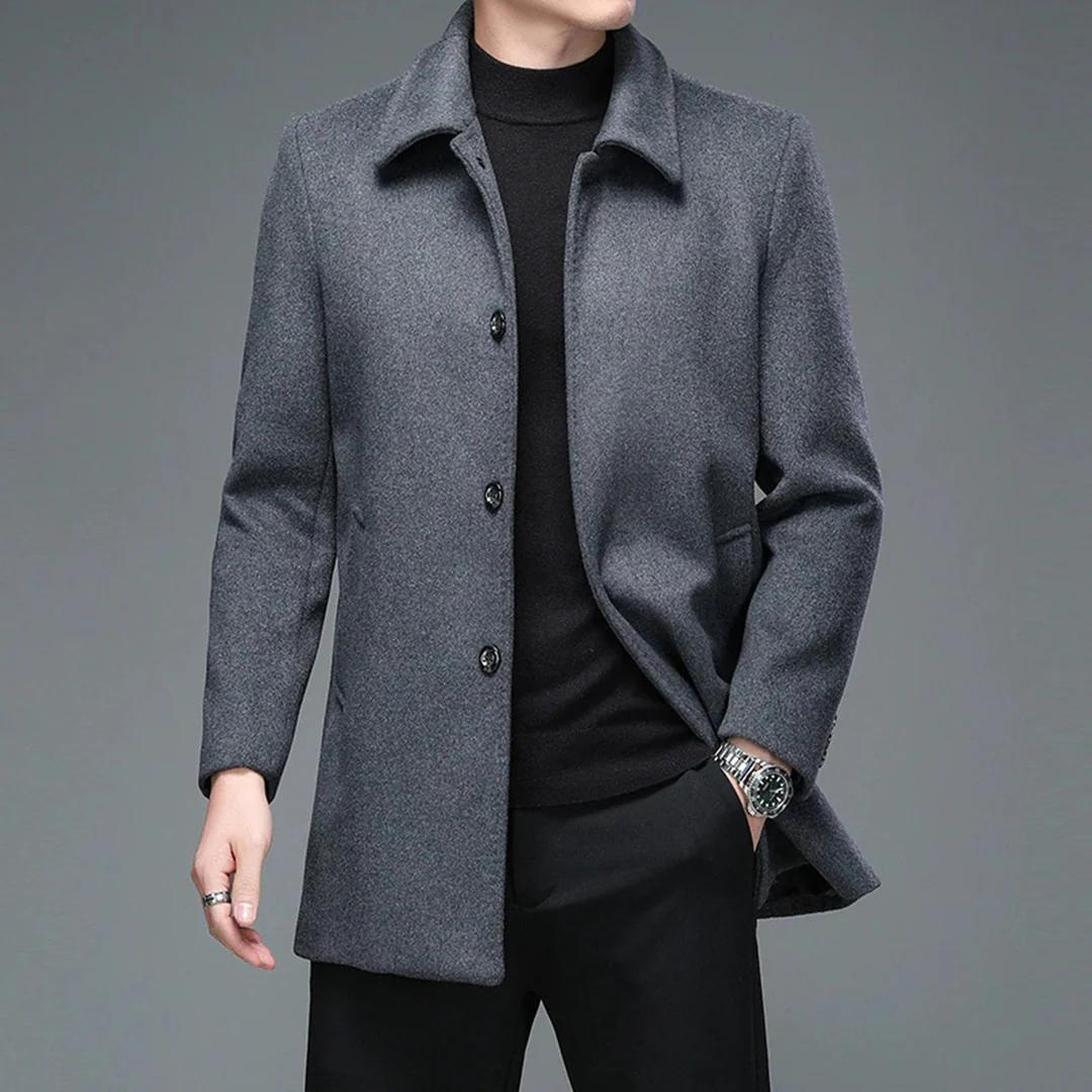Victor - Manteau d'hiver avec fermeture à boutons et col montant