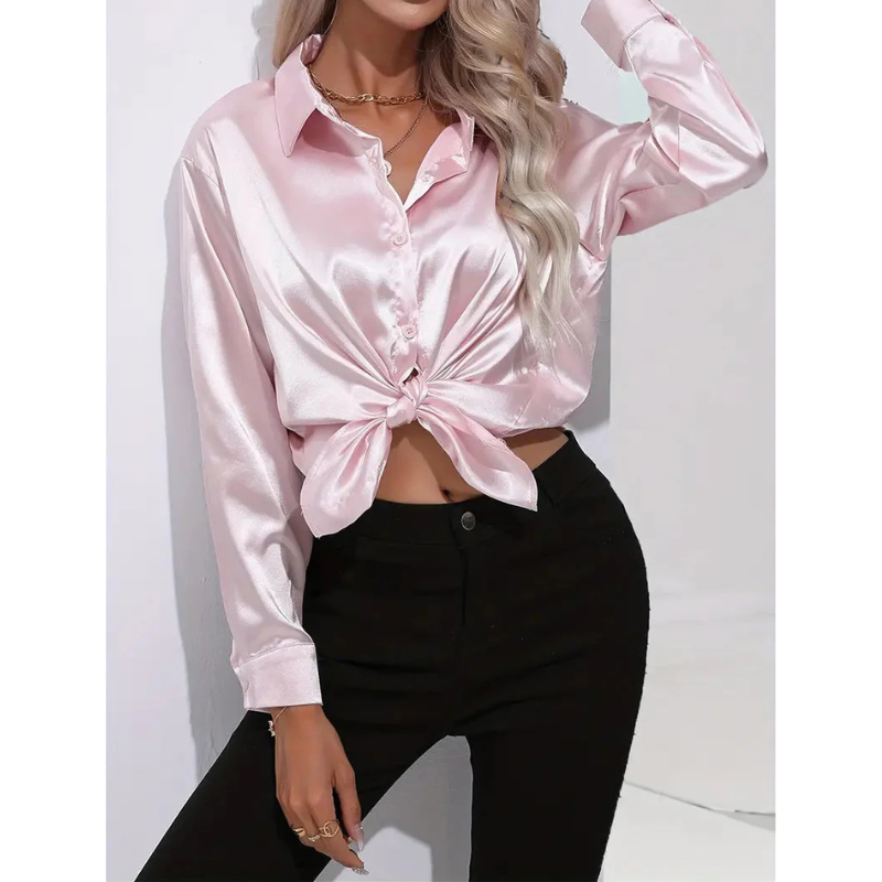 Satijnen Damesblouse met Knopen – Elegant & Tijdloos