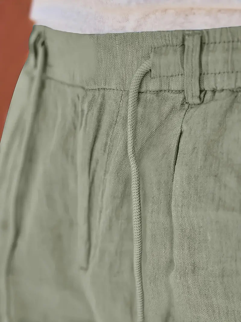 Manzo | Luftige Leinenhose mit Bindegürtel