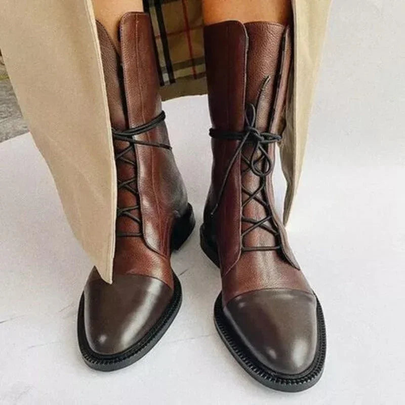 Nancy – Bottines à Cheville avec Lacets Boucle Haute et Semelle Antidérapante