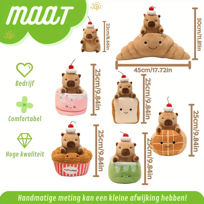CuteCapybara – Schattige Pluche Knuffel 2-in-1 Croissant & Ananasbrood