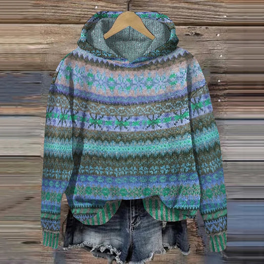 Stylish women's knitted sweater with a comfortable hood
