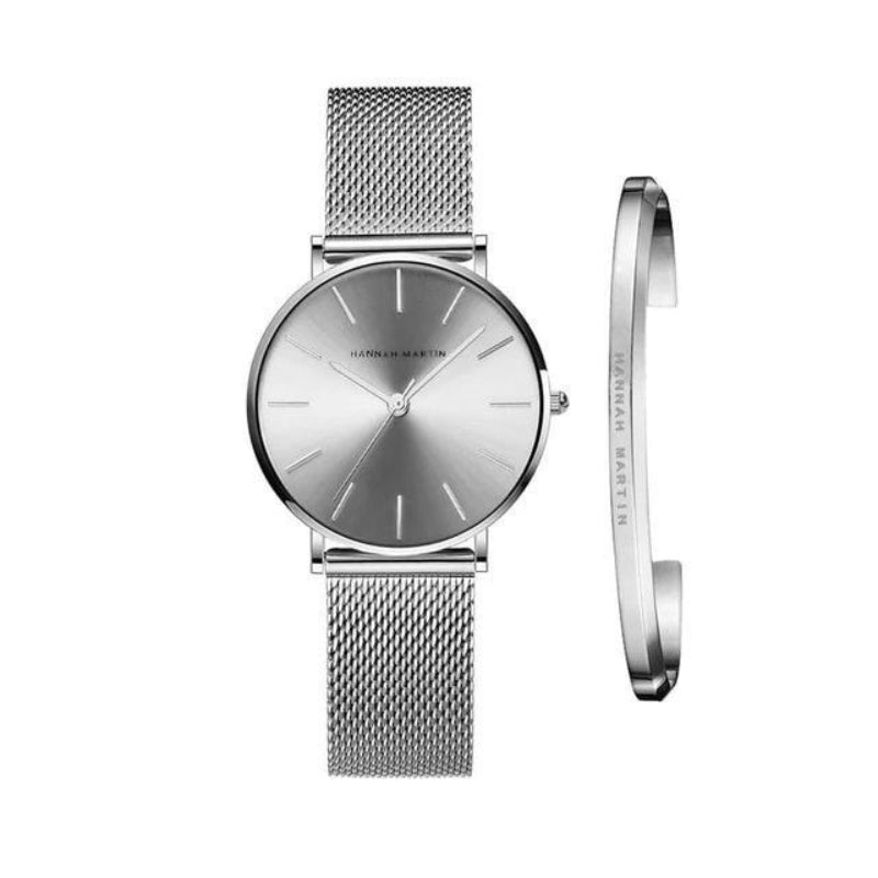 Mia - Ensemble montre et bracelet élégant avec bracelet en maille réglable