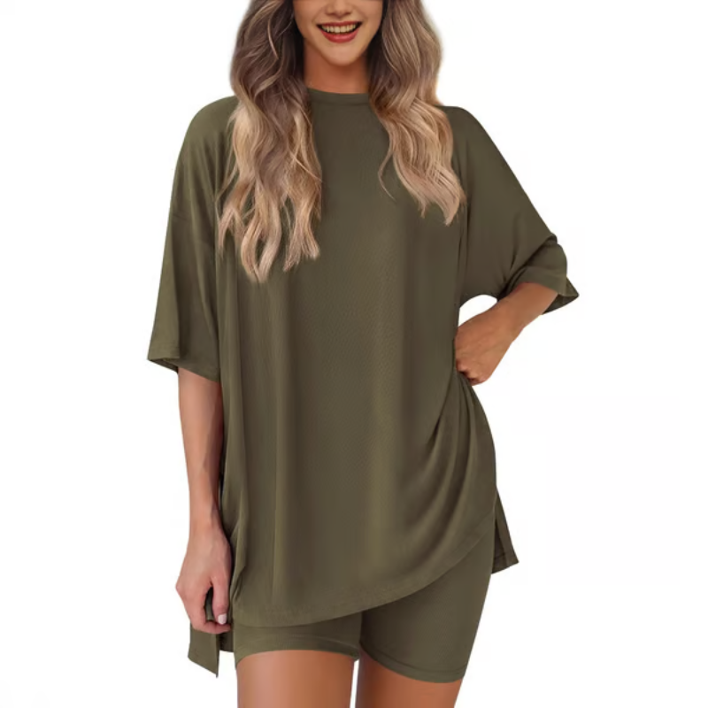 SummerEase – 2-delige Dames Set – Luchtige T-shirt & Stretch Shorts