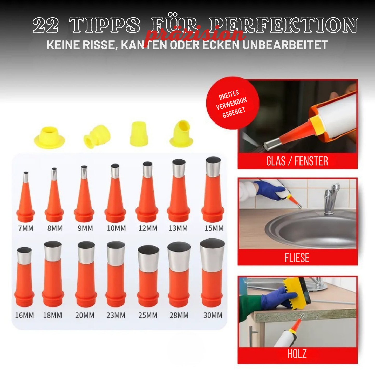 DichtDüsen™ / Mehrspitzen-Applikatorset für ein gleichmäßigeres Versiegeln