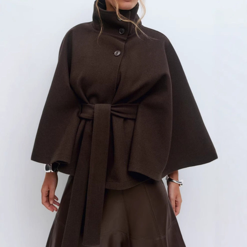 Modieuze Wollen Jas Dames – Elegant met Staande Kraag