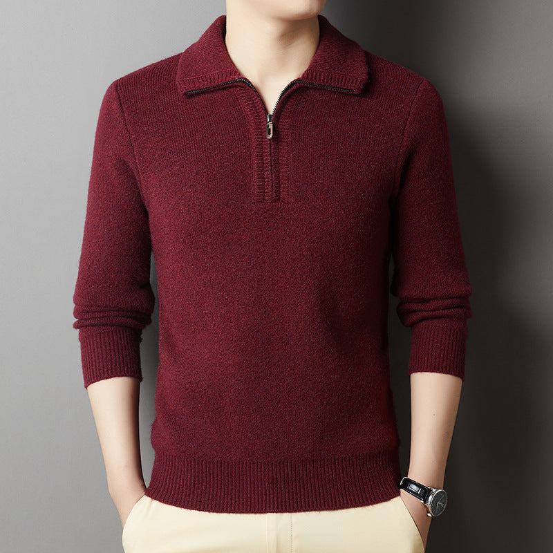 Heren Gebreide Pullover met Ritskraag