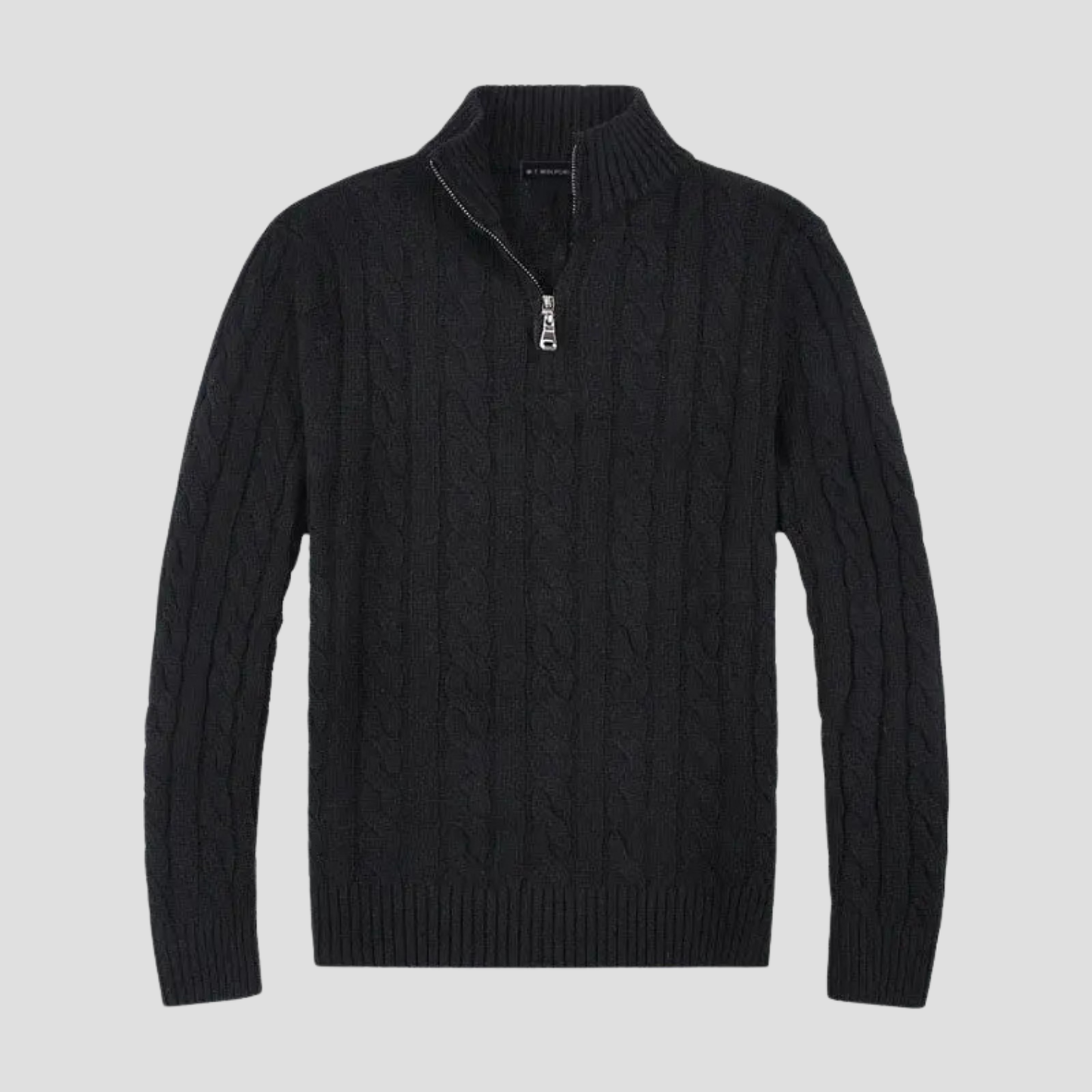 Herren Strickpullover mit halbem Reißverschluss - Zeitloser Zopfstrick trifft auf moderne Raffinesse