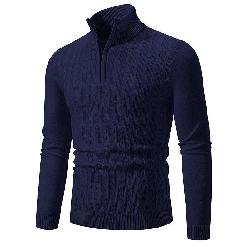 Heren Kabelgebreide Pullover met Verstelbare Kraag