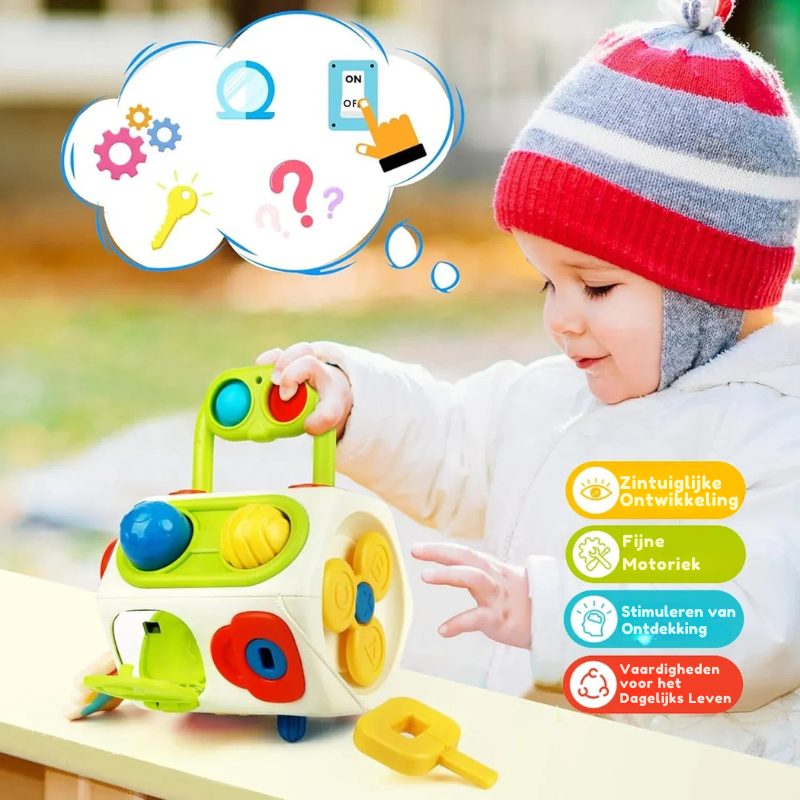 CuriousCube – Montessori Sensorische Activiteitenkubus voor Kinderen