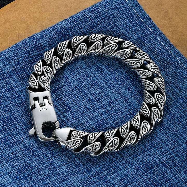 MotifLuxe - Silver Bracelet with Arabesque Clasp