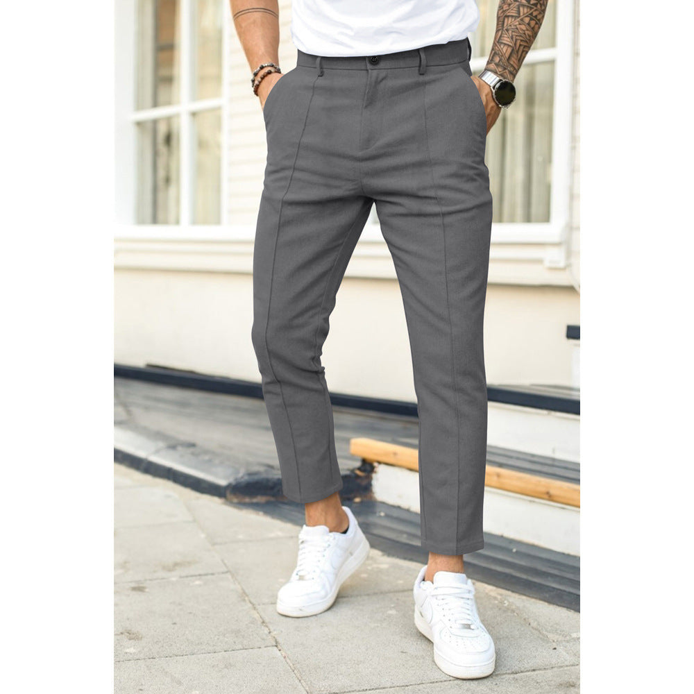 Caleb – Pantalon Ajusté Poches Avant avec Fermeture à Boutons