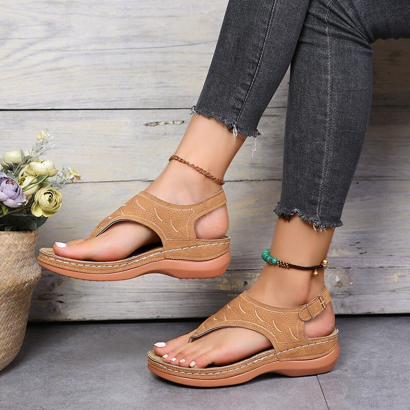 Orthopedic Sandals Women Leather Adjustable Support