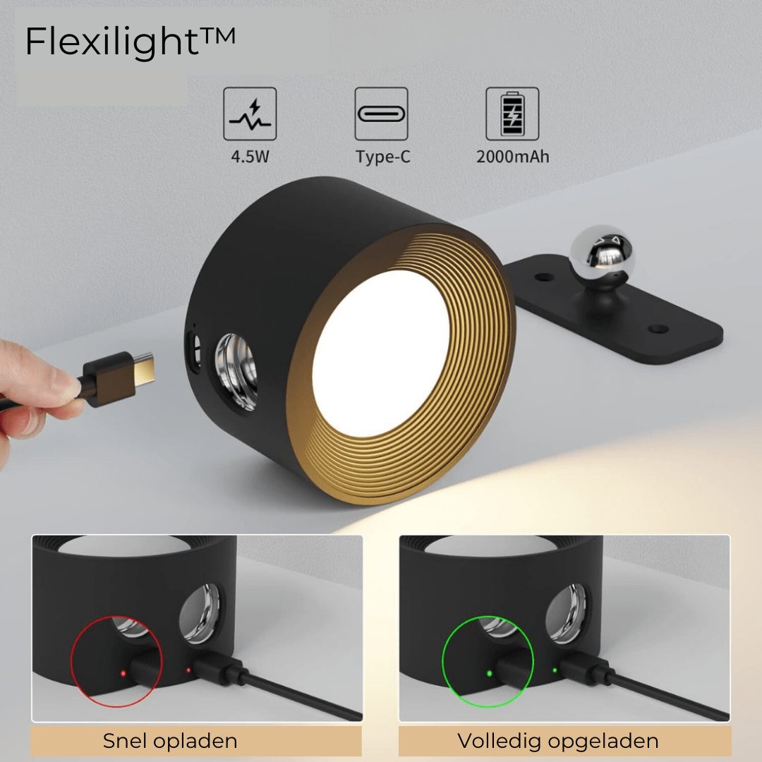 LumaSphere Draadloze Wandlamp – USB-Oplaadbaar, 360° Draaibaar & Touch Bediening LED Verlichting