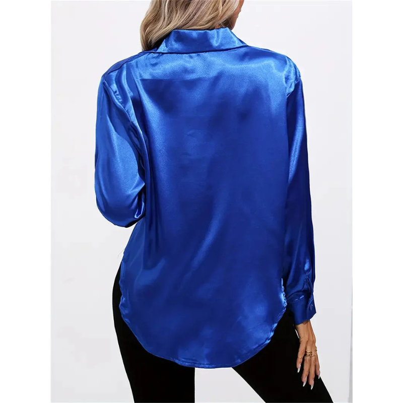 Satijnen Damesblouse met Knopen – Elegant & Tijdloos