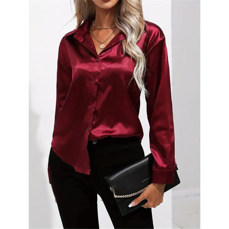 Satijnen Damesblouse met Knopen – Elegant & Tijdloos