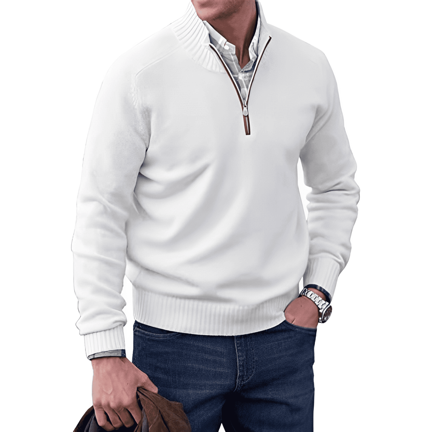 Gilberto | Elegante Suéter de Cachemira con Cremallera