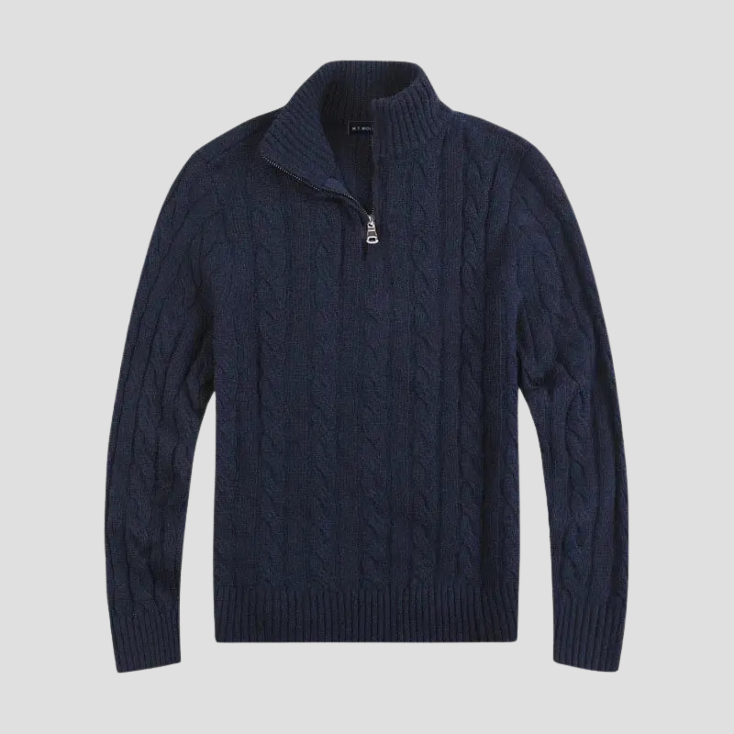 Herren Strickpullover mit halbem Reißverschluss - Zeitloser Zopfstrick trifft auf moderne Raffinesse
