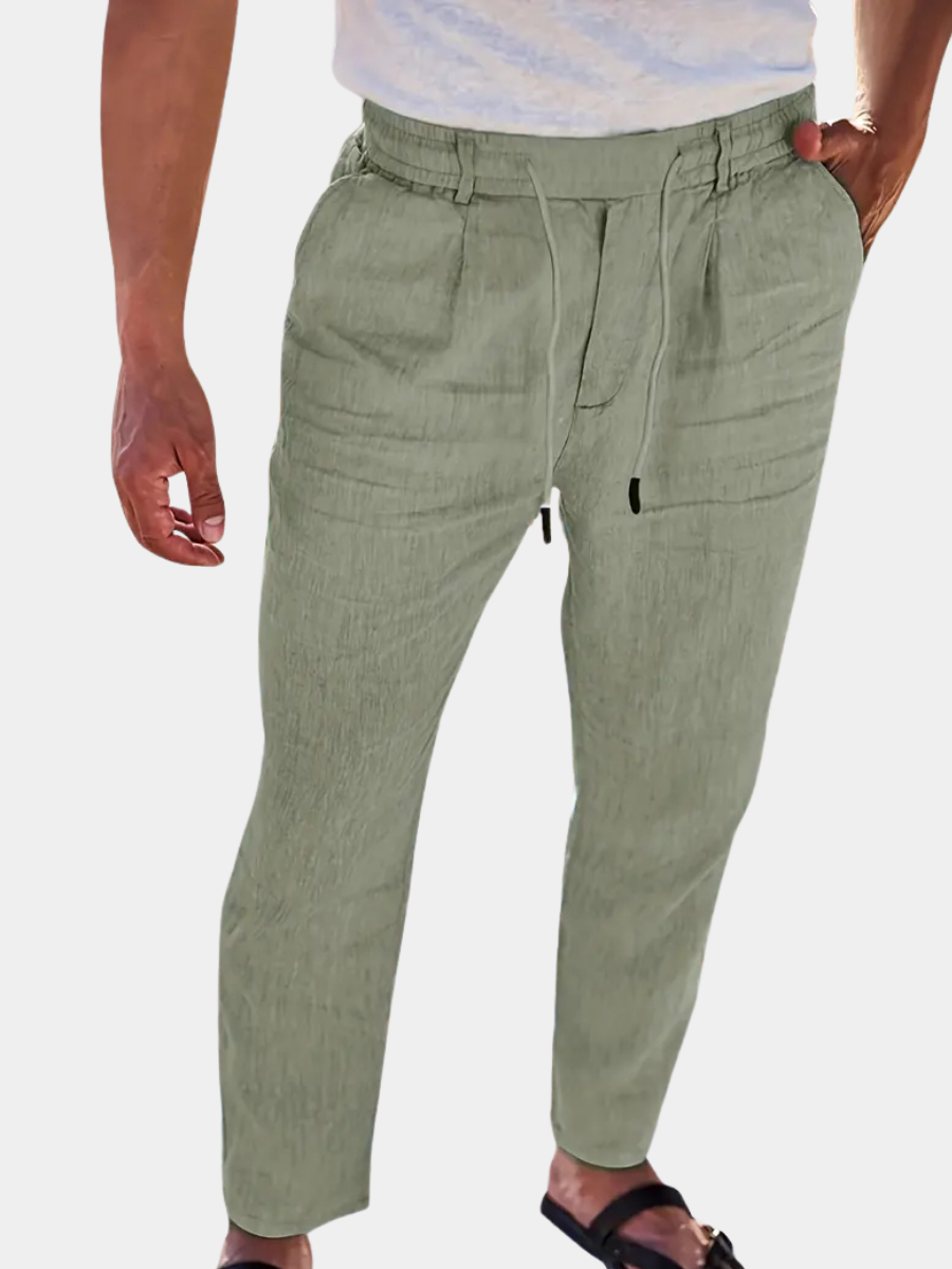 Manzo | Luftige Leinenhose mit Bindegürtel