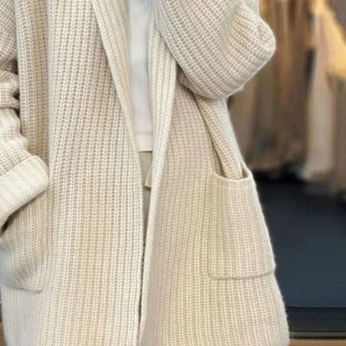 Women’s Stylish Ribbed Wool Cardigan – Open-Front Knitwear