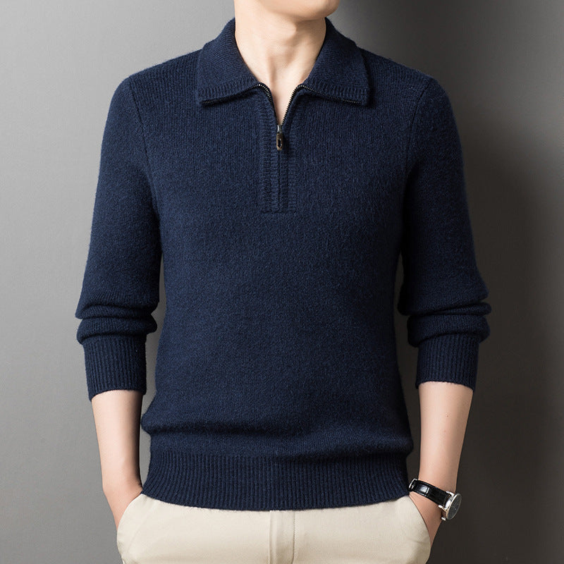 Heren Gebreide Pullover met Ritskraag