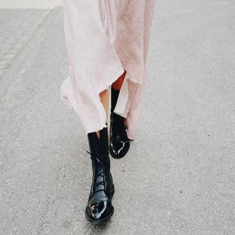 Nancy – Bottines à Cheville avec Lacets Boucle Haute et Semelle Antidérapante