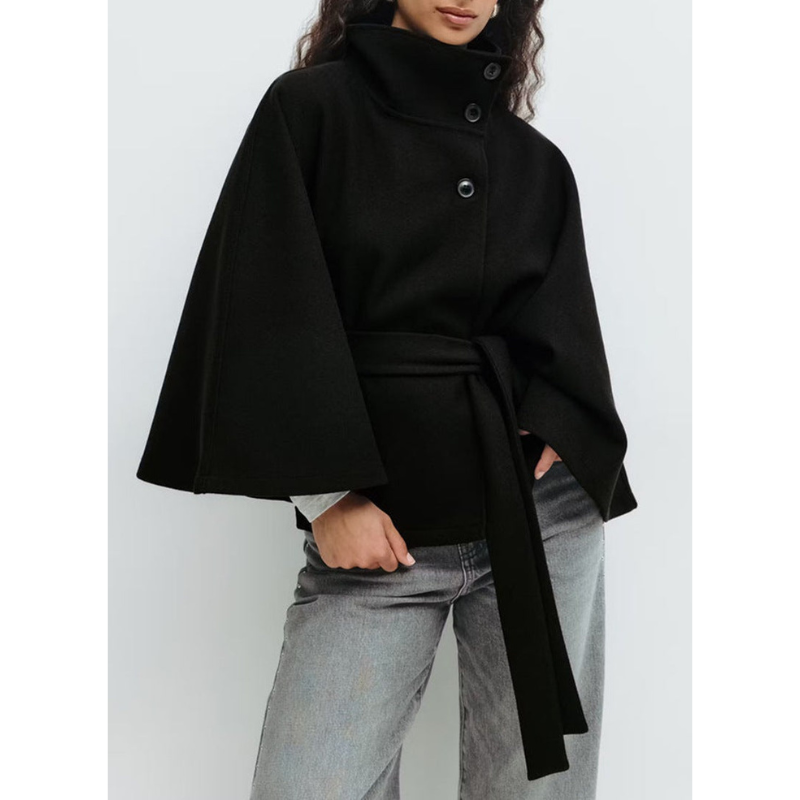 Modieuze Wollen Jas Dames – Elegant met Staande Kraag