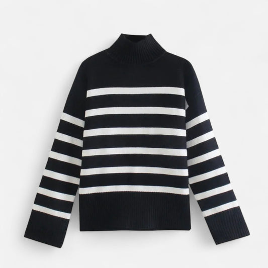 Femurea | Women’s Striped Turtleneck Sweater – Knitwear
