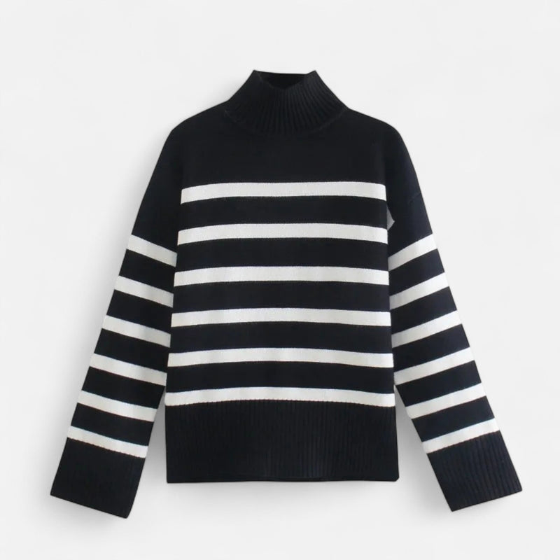 Femurea | Women’s Striped Turtleneck Sweater – Knitwear
