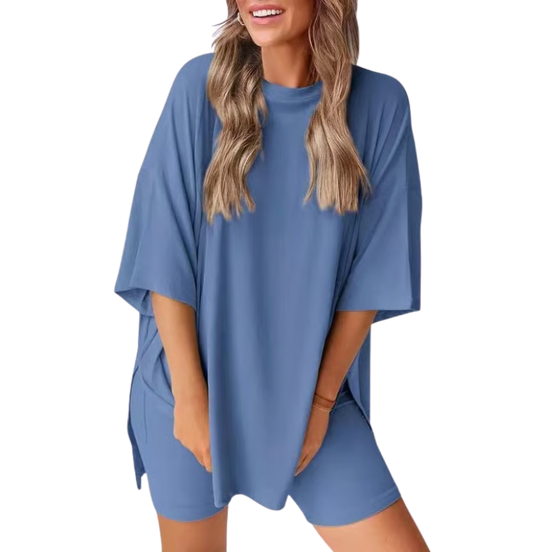 SummerEase – 2-delige Dames Set – Luchtige T-shirt & Stretch Shorts