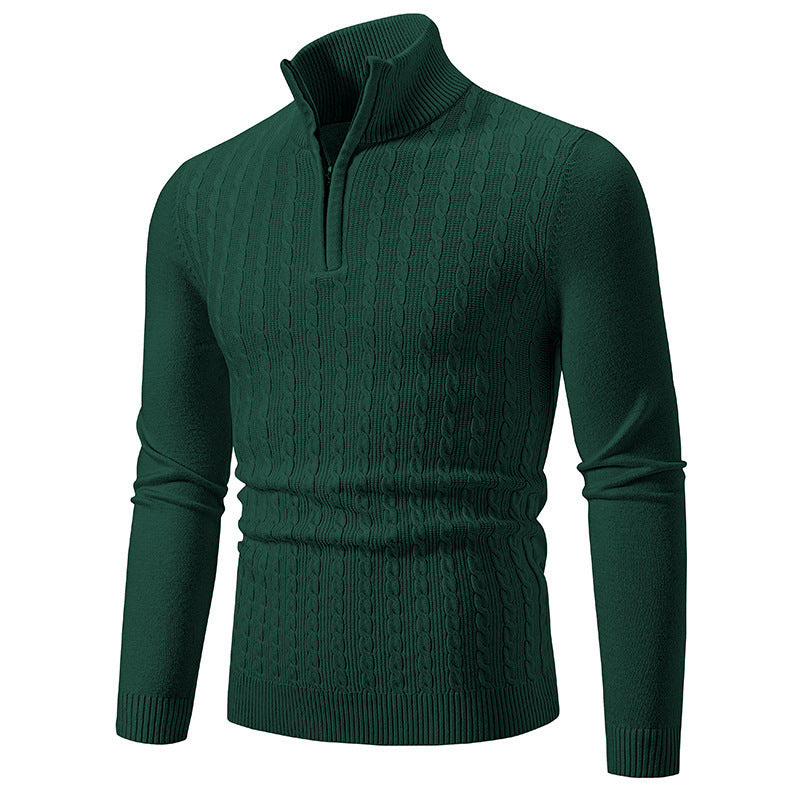 Heren Kabelgebreide Pullover met Verstelbare Kraag