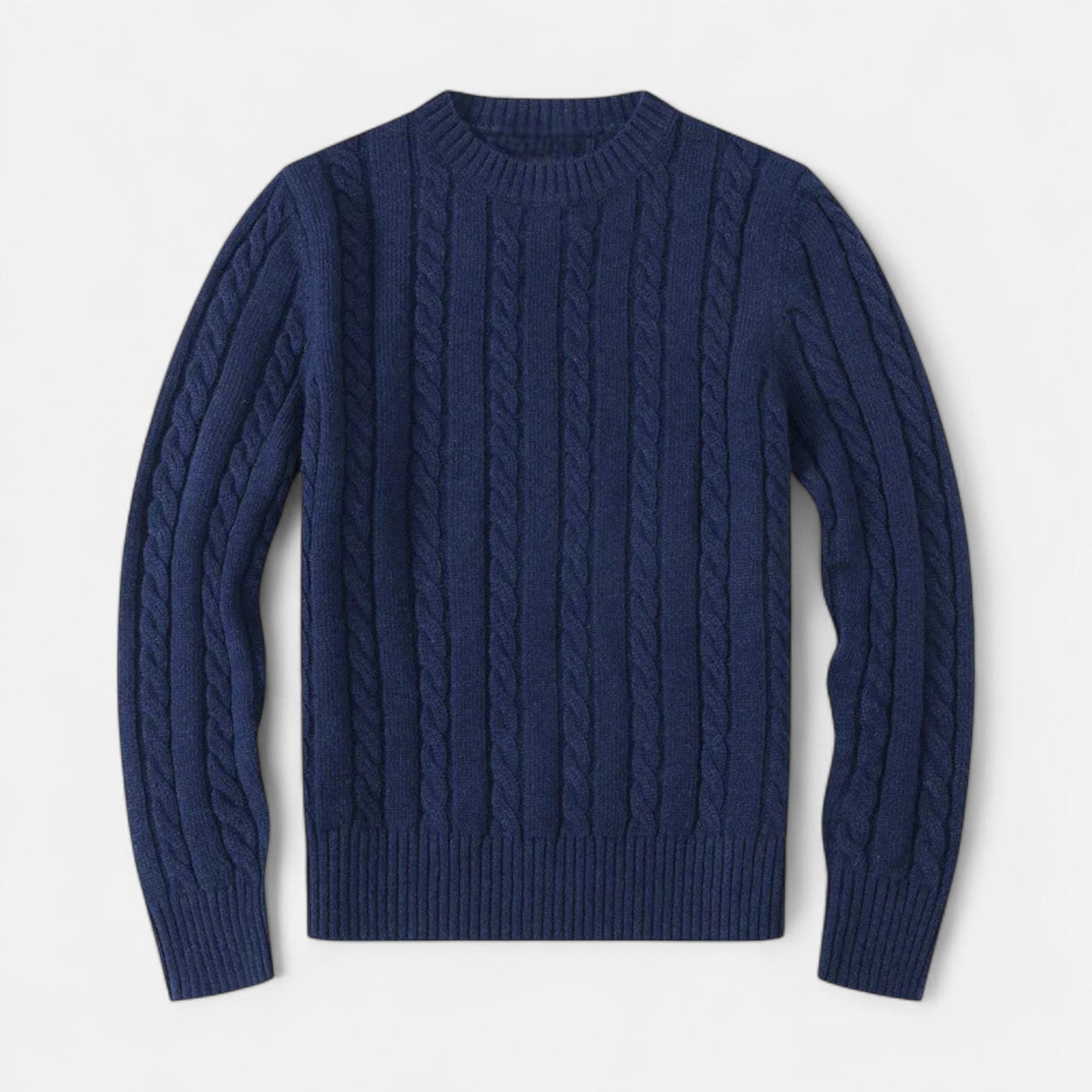 Men's knitted cotton sweater - timeless round neck with modern elegance